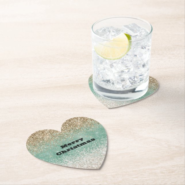 Mint Vit Glam Guld Glitter Gnistrande Underlägg Papper (Insitu)