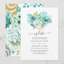 Mint Watercolor Blommig Bröllopsuppdatering Inbjudningar