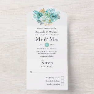Mint Watercolor Blommigt Bröllop