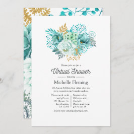 Mint Watercolor Blommigt Shower by Mail Inbjudningar