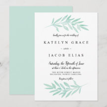 Mint Watercolor bröllopsinbjudan