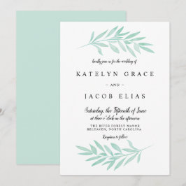 Mint Watercolor bröllopsinbjudan Inbjudningar