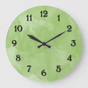 Mint Watercolor chic grön pastell Stor Klocka
