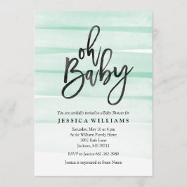 Mint Watercolor Gradient Oh Baby Shower-inbjudan Inbjudningar