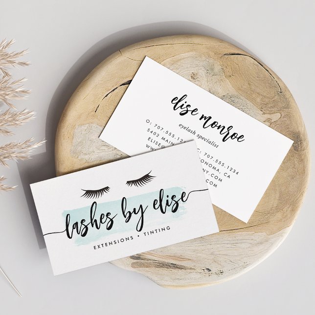 Mint Watercolor Lash Services Visitkort (Skapare uppladdad)