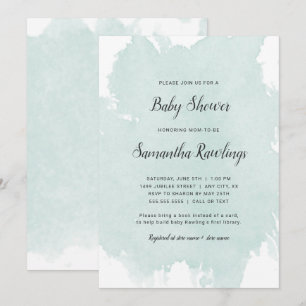 Mint Watercolor Stänk Baby Shower-inbjudan Inbjudningar