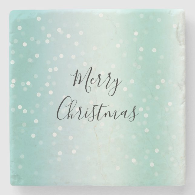 Mint White Bokeh Dots Celebration Stenunderlägg (Framsidan)