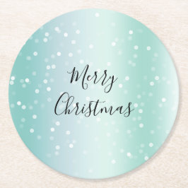 Mint White Bokeh Dots Celebration Underlägg Papper Rund