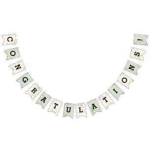 Mint White Faux Guld Glitter Dots Grattisar Vimplar