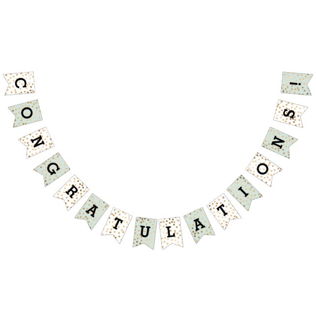 Mint White Faux Guld Glitter Dots Grattisar Vimplar (Alla)