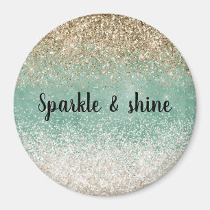 Mint White Glam Guld Gnistra Glitter Magnet
