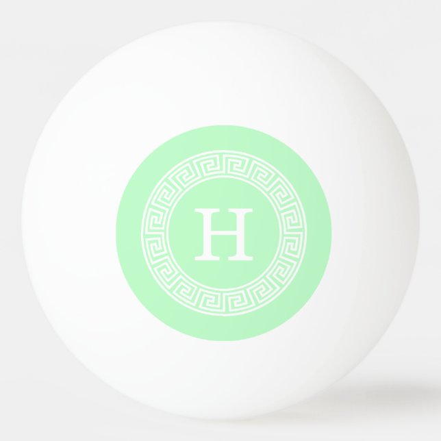 Mint White Grekiska Nyckel Rnd Ram Initial Monogra Pingisboll (Framsidan)