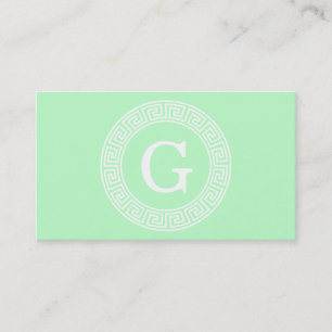 Mint White Grekiska Nyckel Rnd Ram Initial Monogra Visitkort