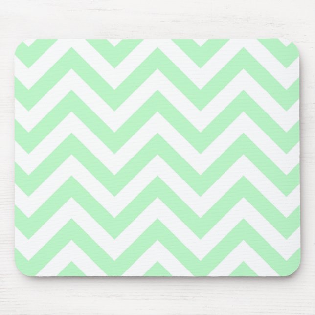 Mint White Large Chevron ZigZag Mönster Musmatta (Framsidan)