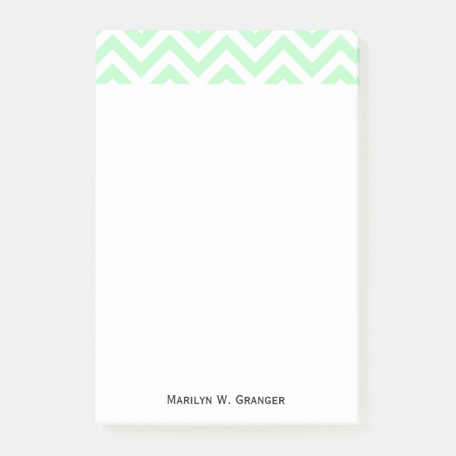 Mint White Large Chevron ZigZag Mönster Post-it Block (Framsida)