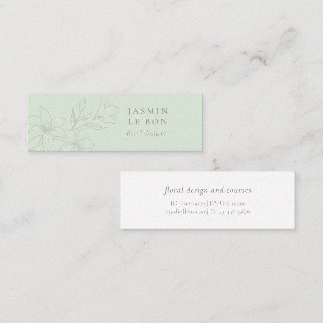 Mint & White | Minimalistisk chic Mini Visitkort (Fram/baksida)