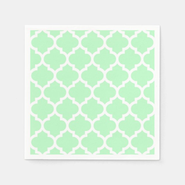 Mint White Moroccan Quatrefoil Mönster #5 Pappersservett (Framsidan)