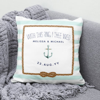 Mint & White Nautical Infinity Knot Ring Bearer Kudde