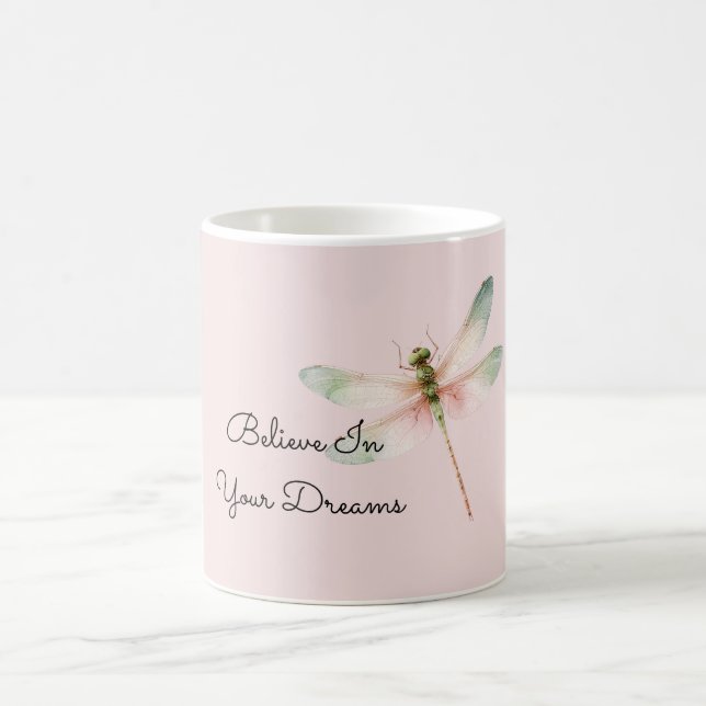 Mint White Pink Dragonfly Kaffemugg (Center)