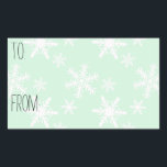 Mint White Snöflingor Gift Märkre Rektangulärt Klistermärke<br><div class="desc">märkre för julklapp för mint White Snöflingor</div>