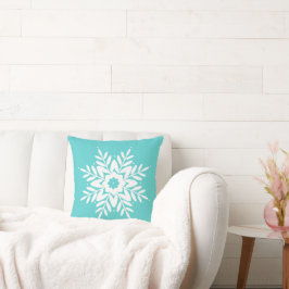 Mint White Snowflake Kudde