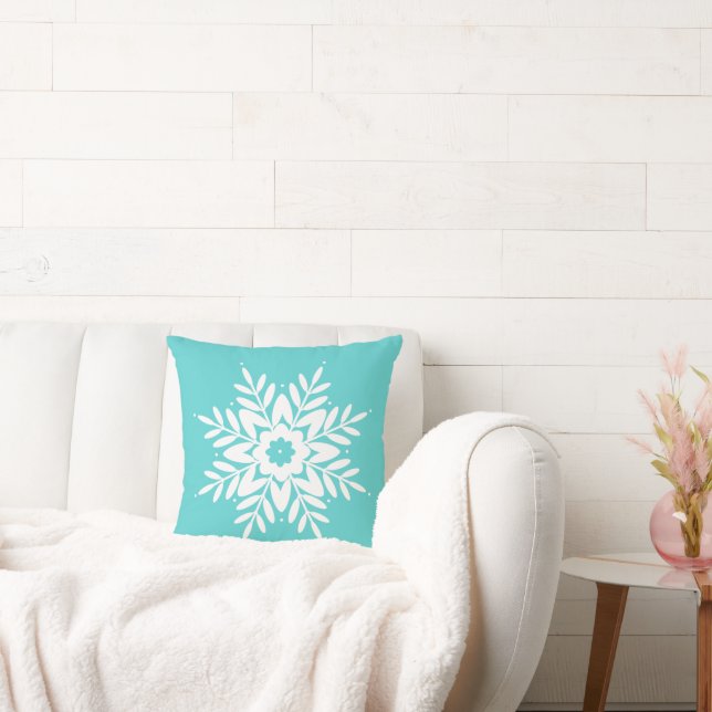 Mint White Snowflake Kudde (Soffa)