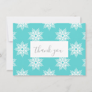 Mint White Snowflake Mönster Tack Kort