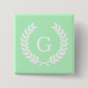 Mint White Wheat Laurel Wand Initial Monogram Knapp