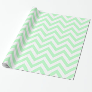Mint White XL Chevron ZigZag Mönster Presentpapper