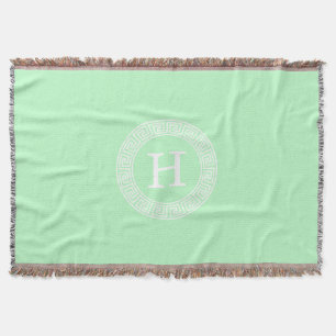 Mint Wht Grekiska Nyckel Rnd Ram Initial Monogram Mysfilt