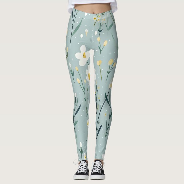 Mint WIldblommor Leggings (Framsida)