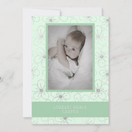 Mint Wildflowers Silver Photo Naming Ceremony Anteckningskort