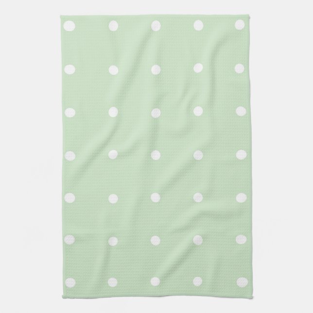 Mint with White Polka dots Kitchen Towel Kökshandduk (Vertikal)