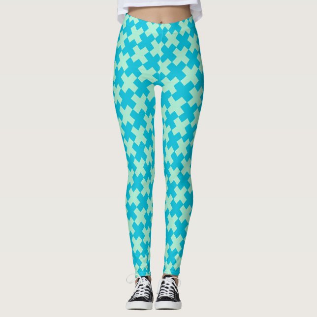 Mint Xscape Geometric Minimalism Seamless Mönster Leggings (Framsida)