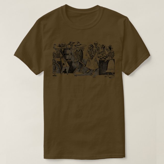 Mintage Dancing Skeletons  T Shirt (Design framsida)