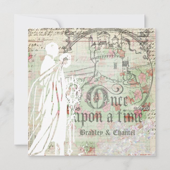 Mintblommigt en gång på en Time som gifta sig Inbjudningar (Framsida)