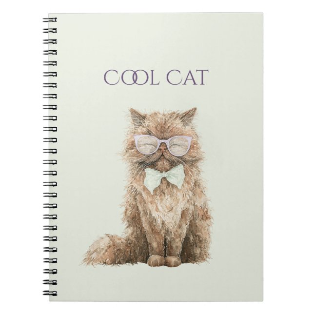 Mintbruna Cool Cat-glasögon   Anteckningsbok (Framsidan)