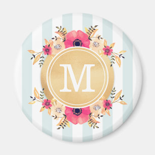 Minten görar randig monogramen för guld för magnet