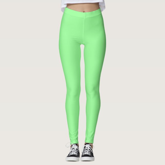 Mintfärgad enfärgad slät leggings (Framsida)