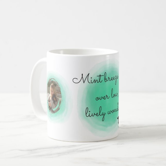 Mintgrön akvarell Dachshund - Anpassat namn Kaffemugg (Framsida vänster)