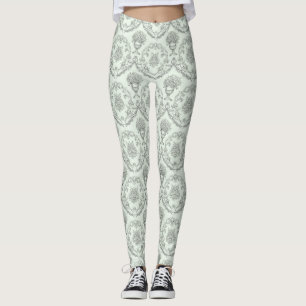 Mintgrön barock kerub och blomurn Toile (2) Leggings