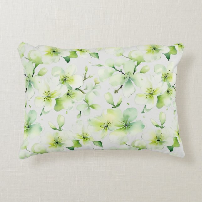 Mintgrön blommig Tie Dye Prydnadskudde (Framsidan)
