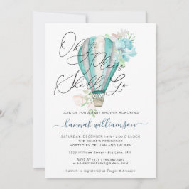 Mintgrön Blommig Varm Luft Ballong Baby Shower Inb Inbjudningar