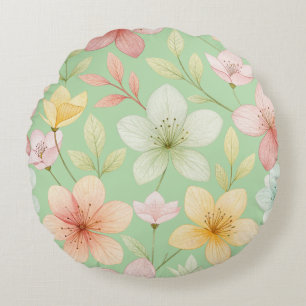 Mintgrön blomrund kudde