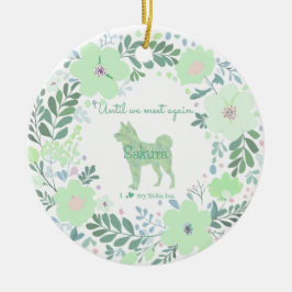 Mintgrön blomsterformad Shiba Inu anpassad fotomin Julgransprydnad Keramik