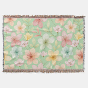 Mintgrön blomstertäcke filt
