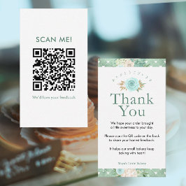 Mintgrön Botanisk Lämna en Recension QR-kod Visitkort
