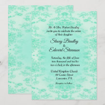 Mintgrön Damask Bröllopsinbjudan