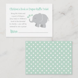 Mintgrön Elefantbok eller blöjlotteri Baby Shower Tilläggskort