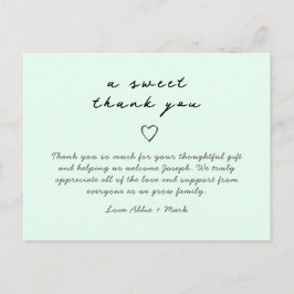 Mintgrön elegant tackkort för bebisar vykort